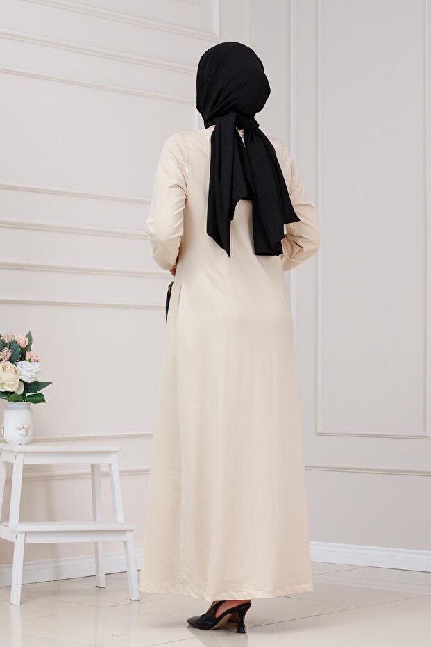 جيبان من الدانتيل باللون البيج - 5