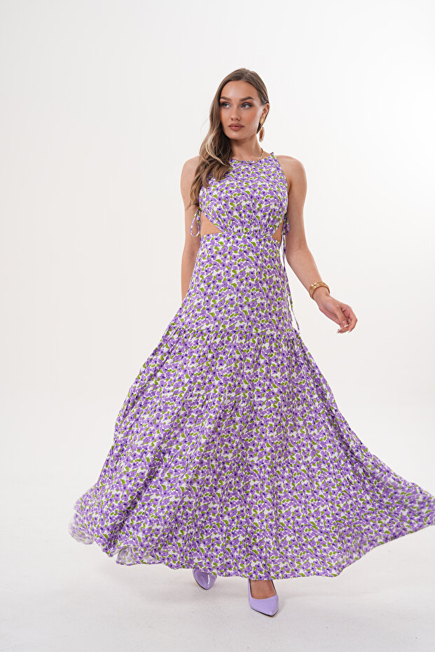 Desenli Napoli Elbise - 1