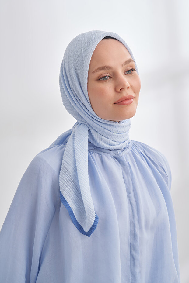 ESARFĂ MUSLINĂ - ALBASTRU BEBE - 1