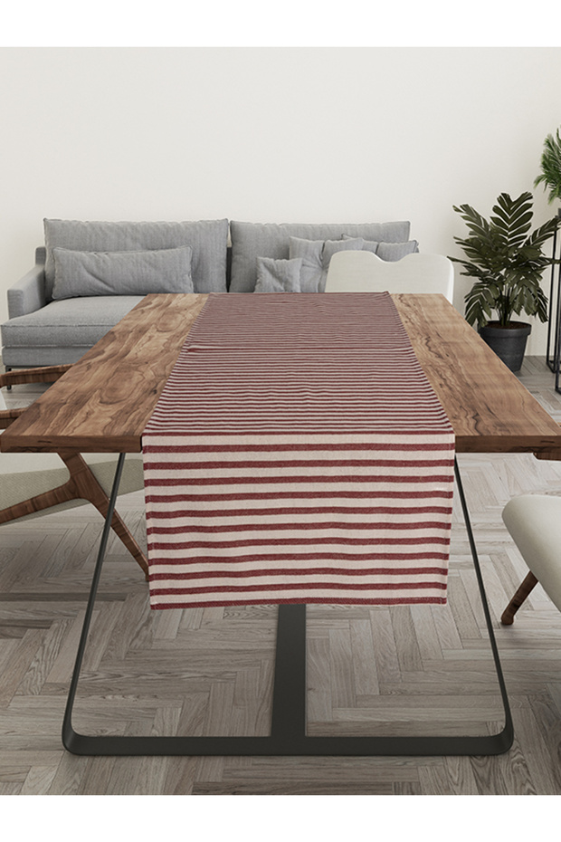 Striped Cotton Buldan Natural Linen Runner