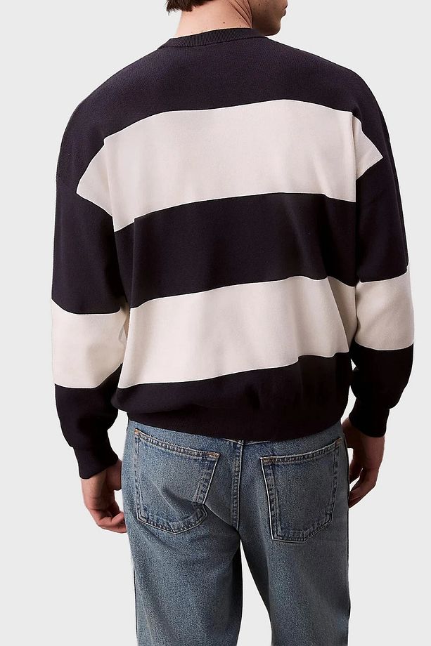 LS STRIPED SNOWY RELAXED CREWNK - 4