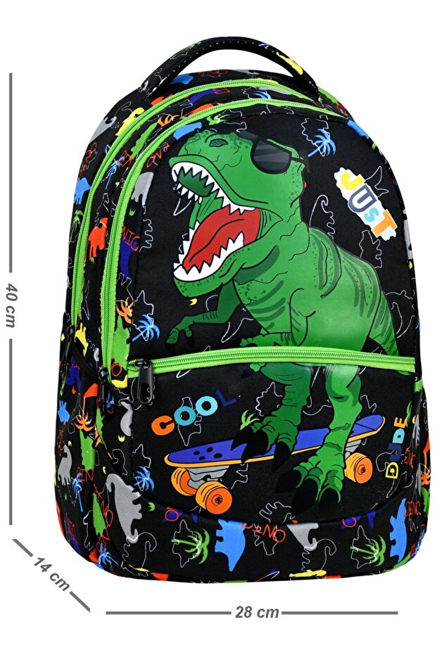 حقيبة ظهر للمدرسة الابتدائية بنمط الديناصور + صندوق غداء (2302) - 3