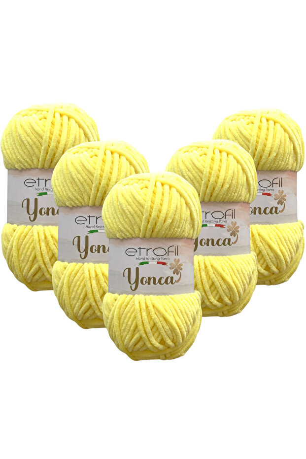 Clover Velvet Hand Knitting Yarn 5 Pieces 70213 Yellow
