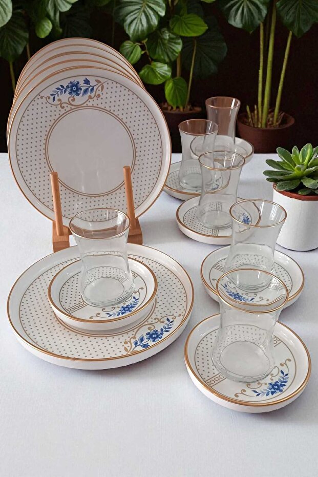 طقم معجنات الشاي المزخرف بالذهب مكون من 18 قطعة 01 - 1