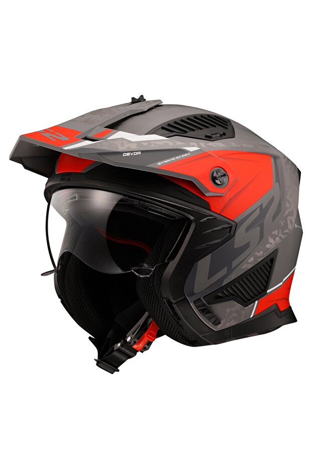 DRIFTER DEVOR MAT GRİ-TITANIUM-KIRMIZI KASK - 3