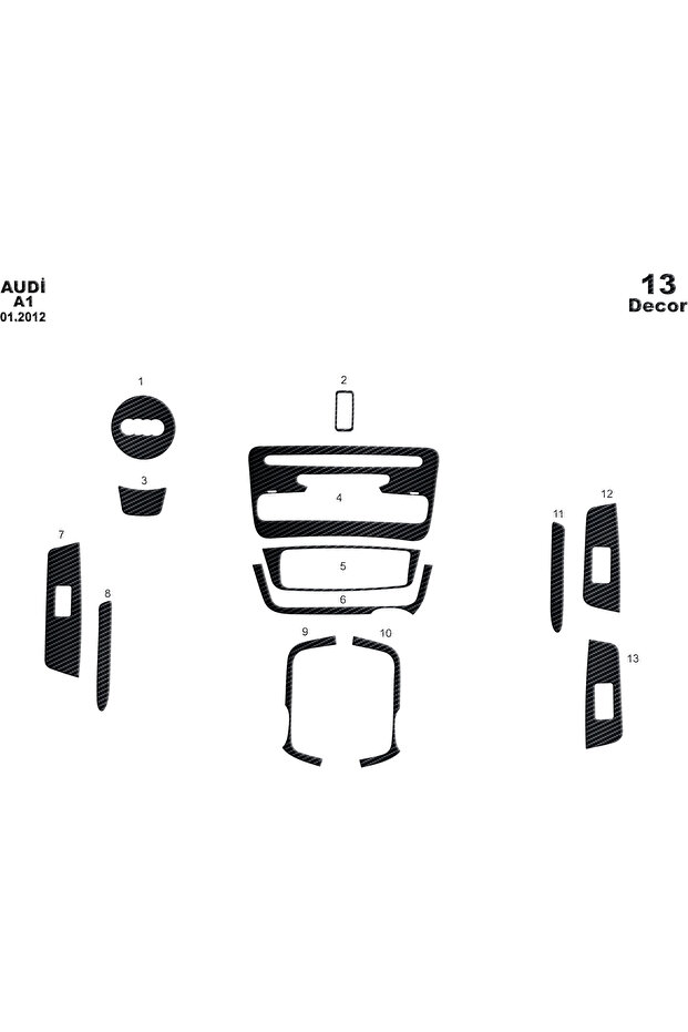 Bmw 1 Series Compatible Console-Gunship Covering 2004 5 Pieces