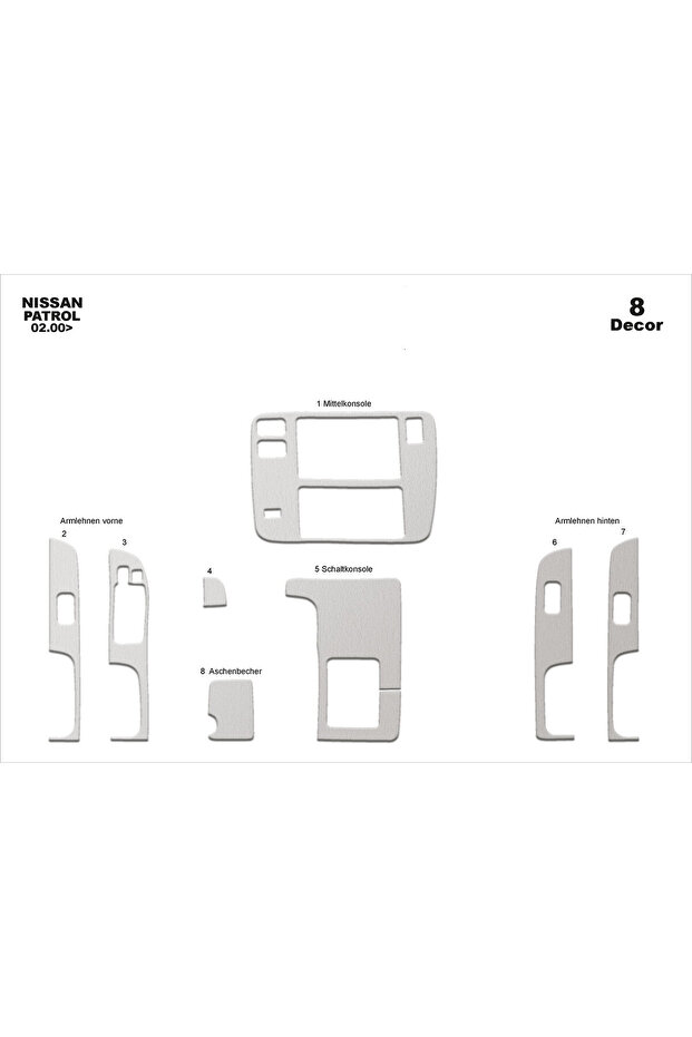 Nissan Patrol Console-Torpedo Trim 2000-2004 8 Pieces