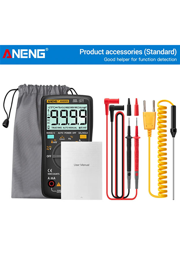 ANENG AN8009 Black Digital Multimeter Transistor ANENG AN8009 Testers Capacitor True-RMS Tester Auto