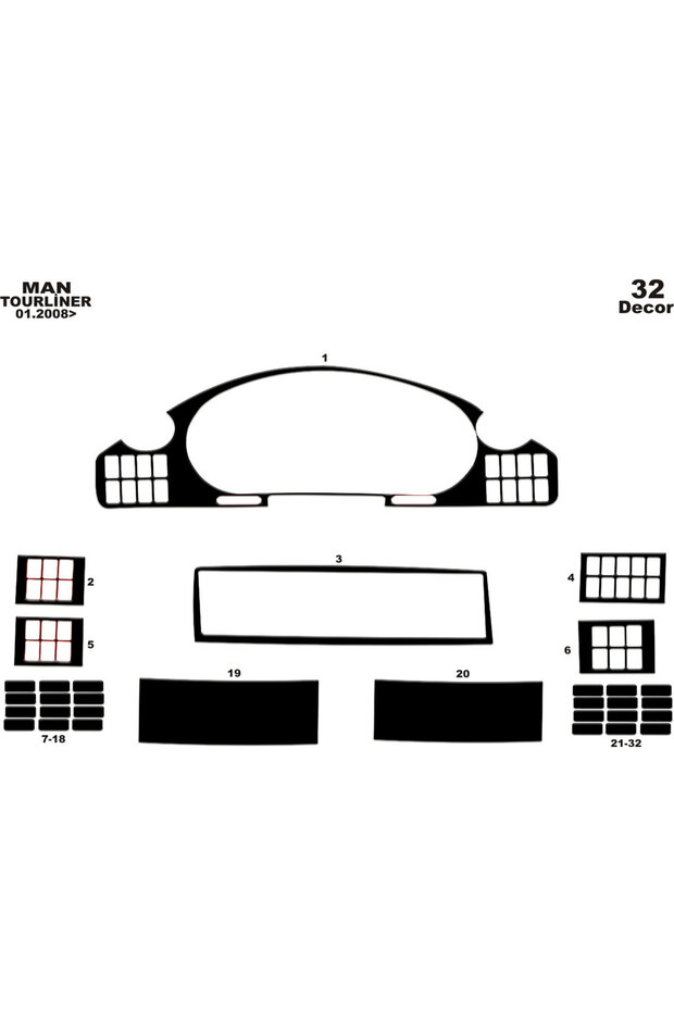 Neoplan Tourliner Console-Torpedo Covering 2008 32 Pieces