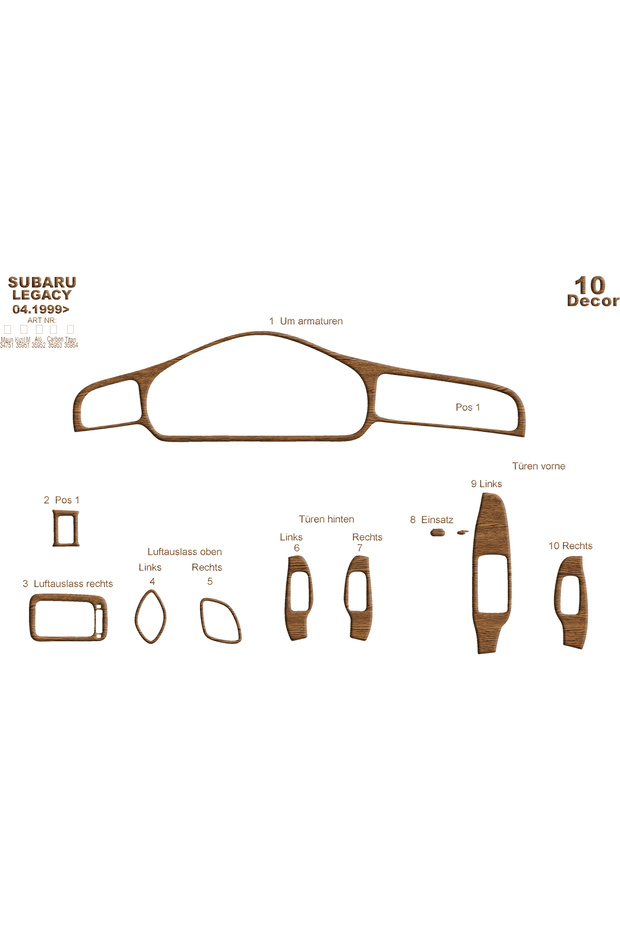 Subaru Legacy Console-Torpedo Trim 1999-2004 10 Pieces