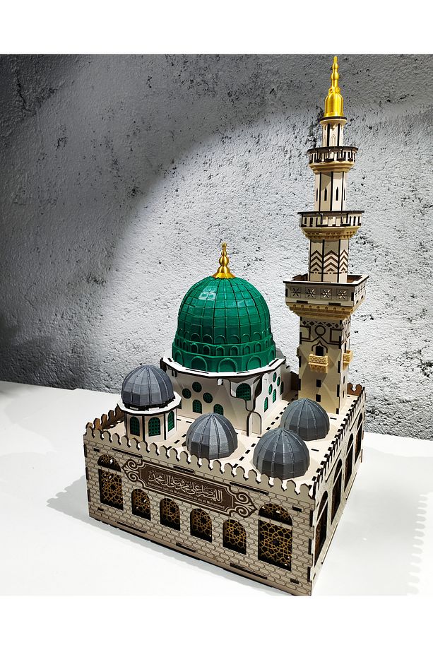 Mescid-i Nebevi Işıklı Ahşap Maket - Dini Temalı Yerli Üretim - 7