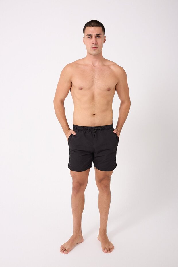 Solid Color Men's Swim Shorts with Pockets Mesh Quick-Drying