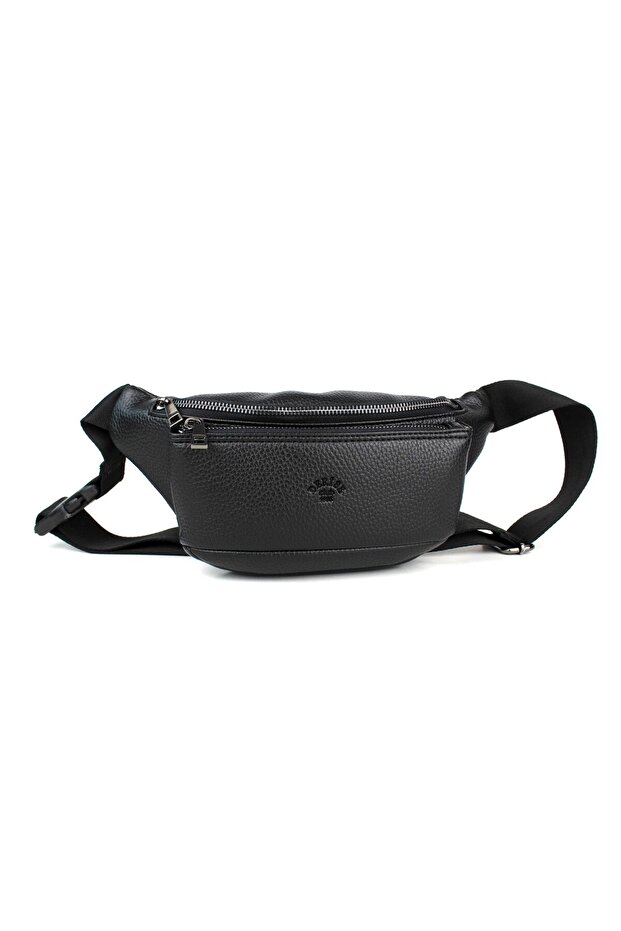 Men's Black Multi-Pocket Shoulder and Waist Bag