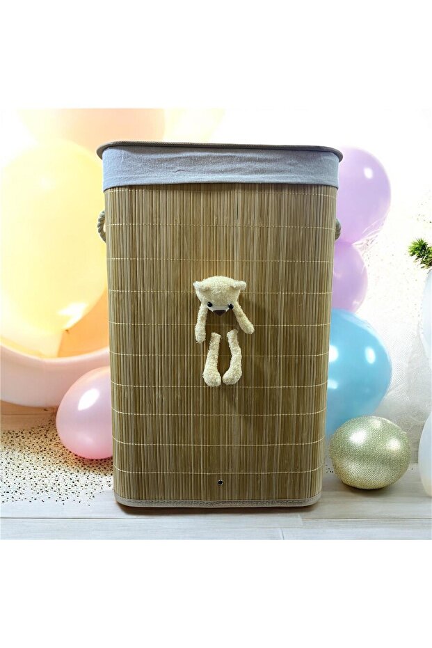 BAMBU PELUŞLU ÇAMAŞIR SEPETİ - 3