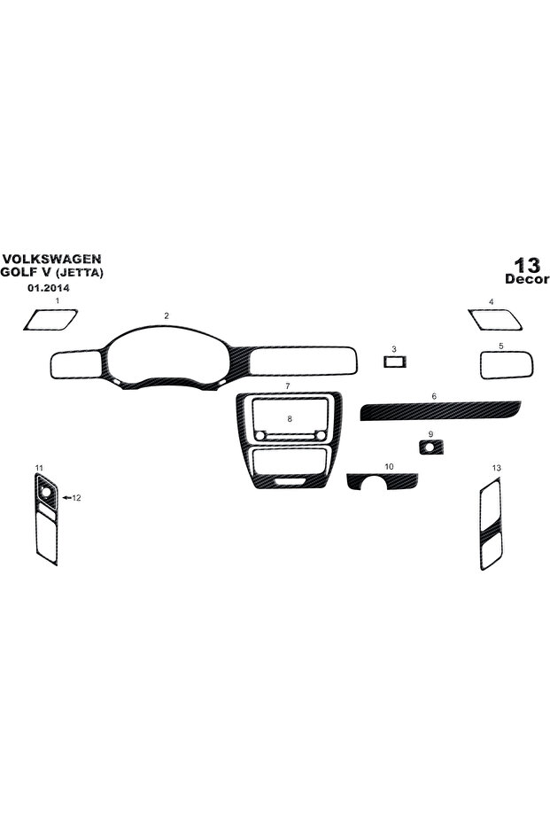 Volkswagen Jetta Console-Turbo Trim 2011-2016 13 Pieces