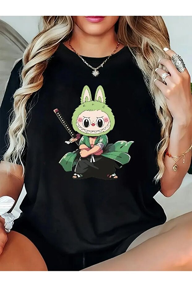 Large Character Printed T-Shirt for Women, Comfortable Round Neck, Short Sleeves, Slight Elasticity