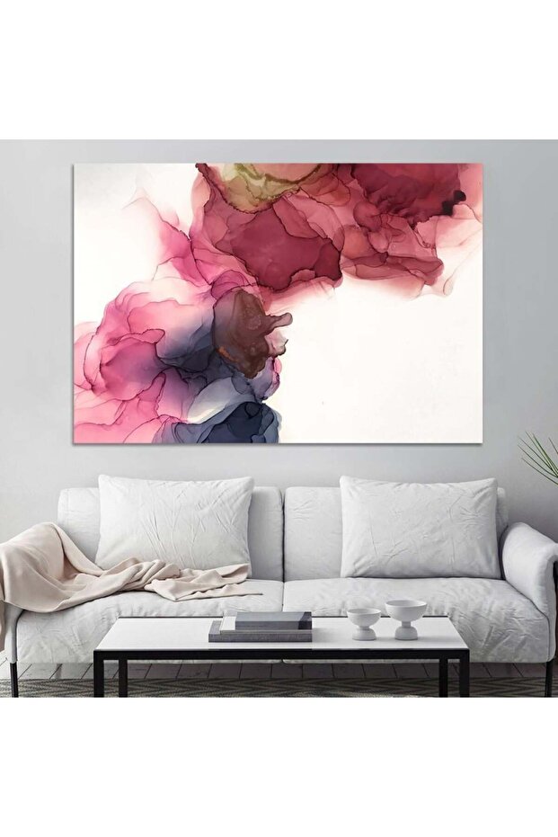 لوحة جدارية قماشية كانفس تجريدية بإطار فضي، 40×60 سم