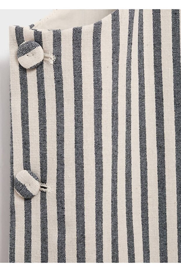 Düğmeli çizgili bluz - 6