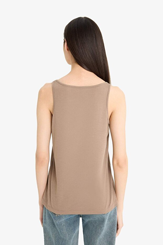 Regular Fit Basic Απλό Στρογγυλό Λαιμό Basic Απλό Μονόχρωμο Μπλουζάκι F3618AX25SM - 6