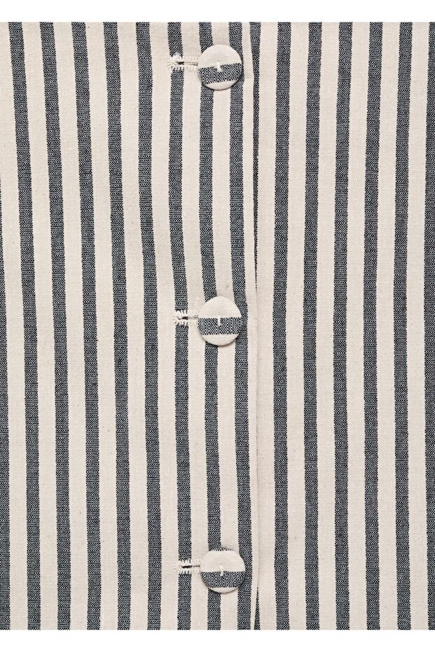 Düğmeli çizgili bluz - 5