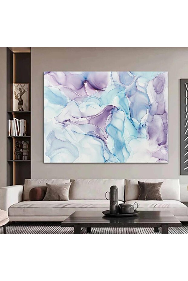 لوحة جدارية قماشية كانفس تجريدية بإطار فضي، 50×70 سم