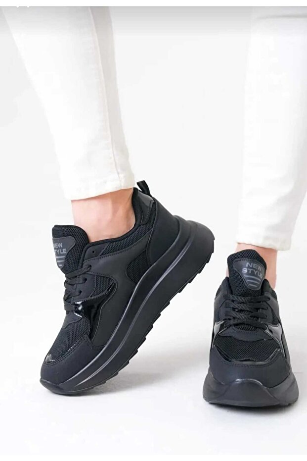 KADIN SİYAH KALIN TABAN SNEAKER AYAKKABI - 2