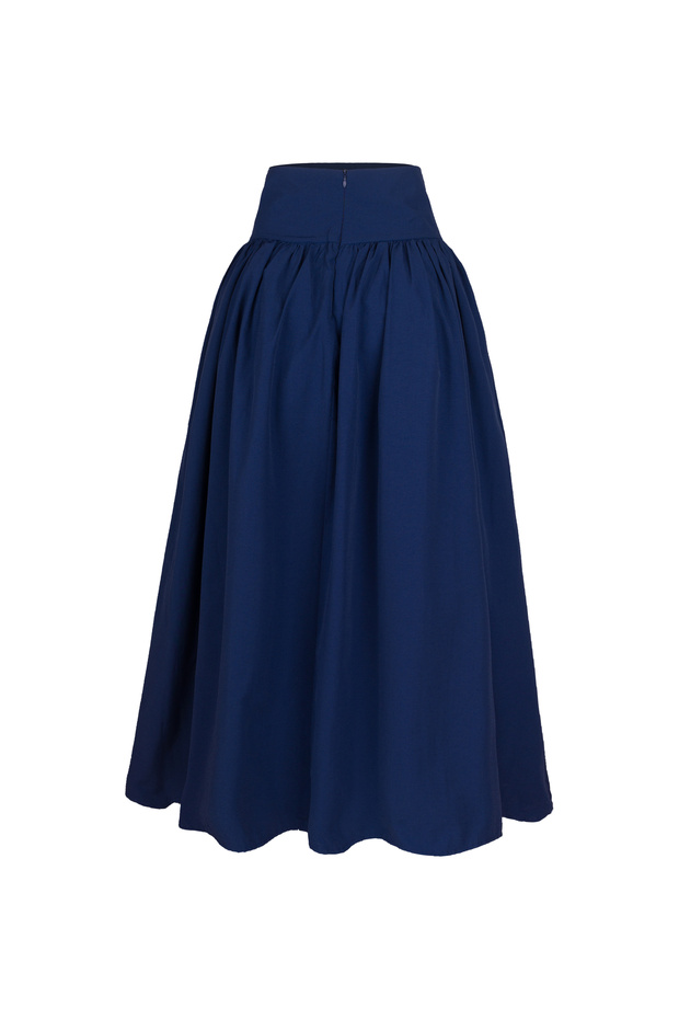 Poplin Yüksek Bel Midi Etek - 2