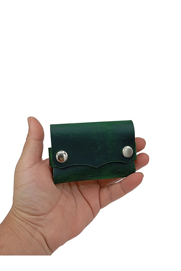 Creonder Genuine Leather Men's Card Holder - Handmade Cüzan - Special Design - Khaki