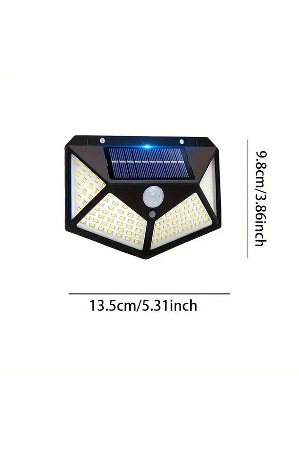 HB-100 Model 100 LED Solar Hareket Sensörlü Güneş Enerjili 3 Mod Solar Duvar Bahçe Kamp Lambası - 2