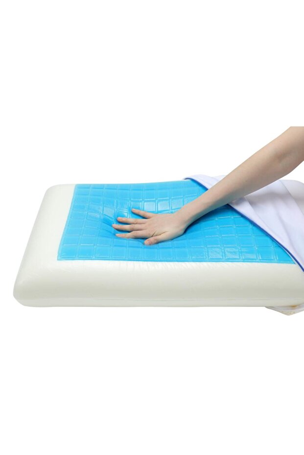 Memory foam pillow with a cool gel layer for heat reduction and head and neck support, size 70 x 40 cm - 1