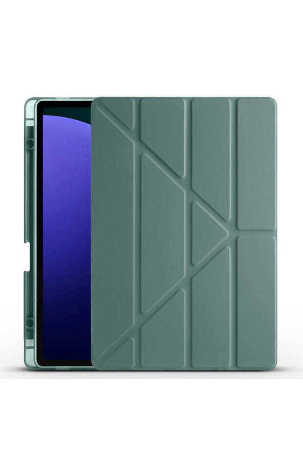حافظة Galaxy Tab S9 Plus متوافقة مع CPPL حافظة ثلاثية الطي مع حامل ومقصورة قلم - أخضر داكن - 1