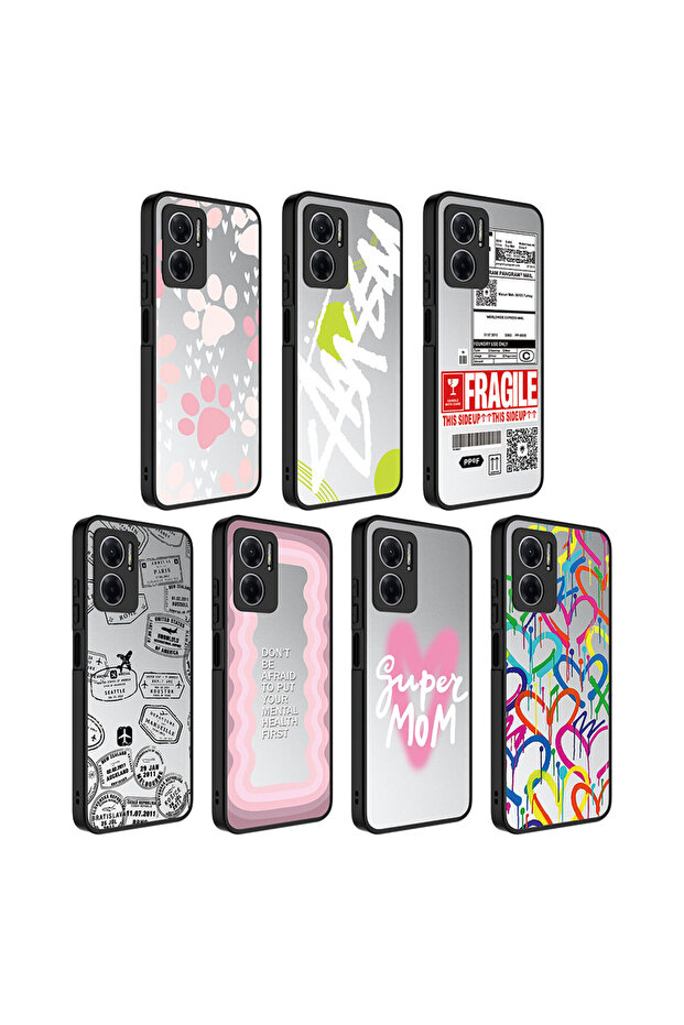 حافظة Redmi Note 11E ذات نمط عاكس وغطاء مرآة CPPL لامع مع حماية للكاميرا - نص - 3