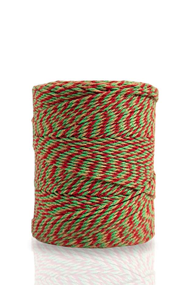 200 MT 200 Gr حبل تعبئة هدايا كرافت أحمر أخضر اللون حبل Martenitsa