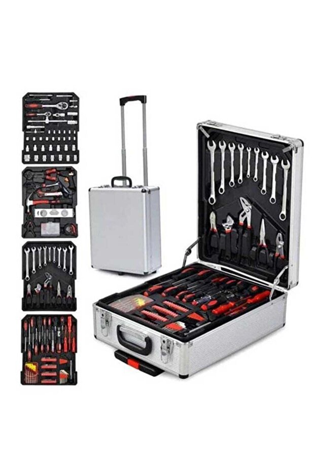 Multi-purpose 187pcs Portable Hand Tool Kit Trolley Case Mechanics Toolbox Set Complete Hand Tools B