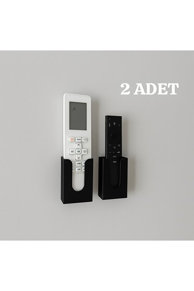 Duvara Monte Kumanda Tutacağı (5,5X3 CM İÇ ÖLÇÜ) -2 ADET-Yapışkanlı Tv, Klima Kumandası Aparatı. - 3