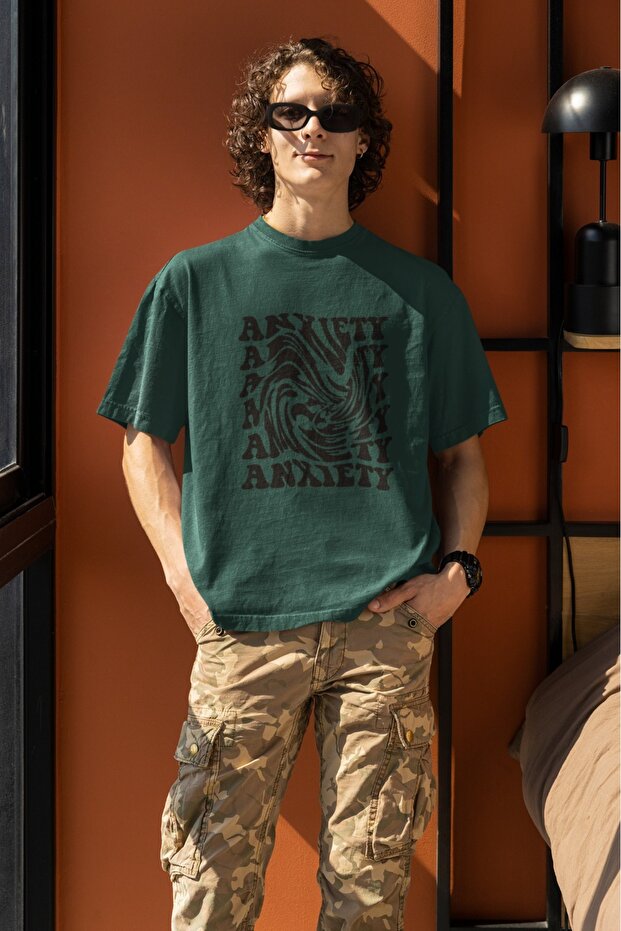 Men/Women Anxiety Transfer Printed Round Neck Short Sleeve T-Shirt