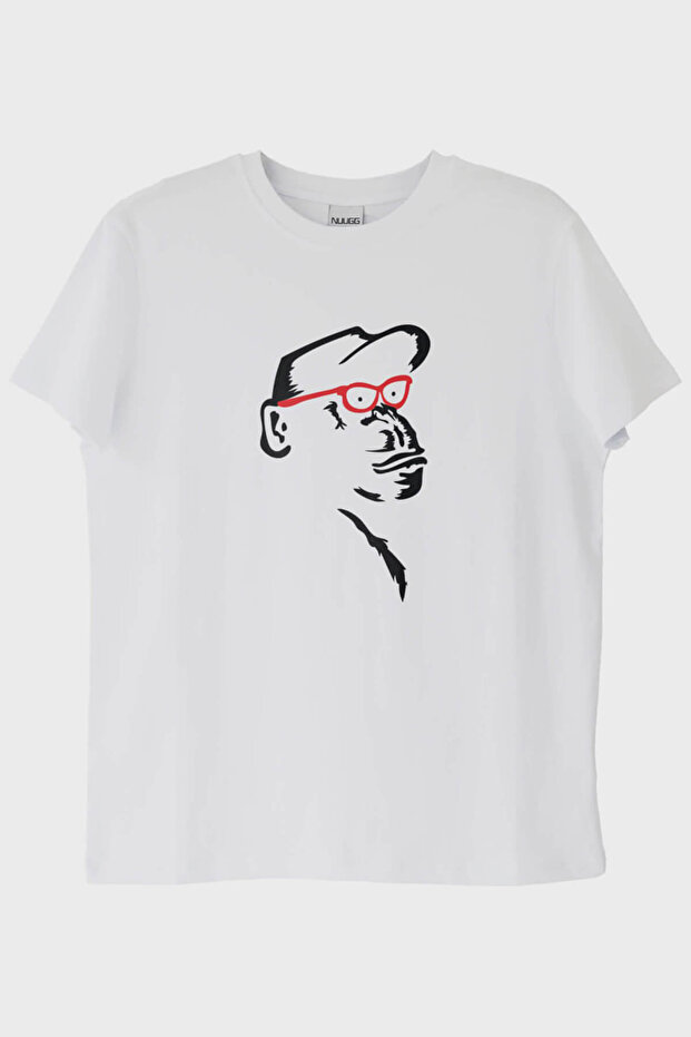 Primate with Glasses Minimal Design Printed White T-Shirt