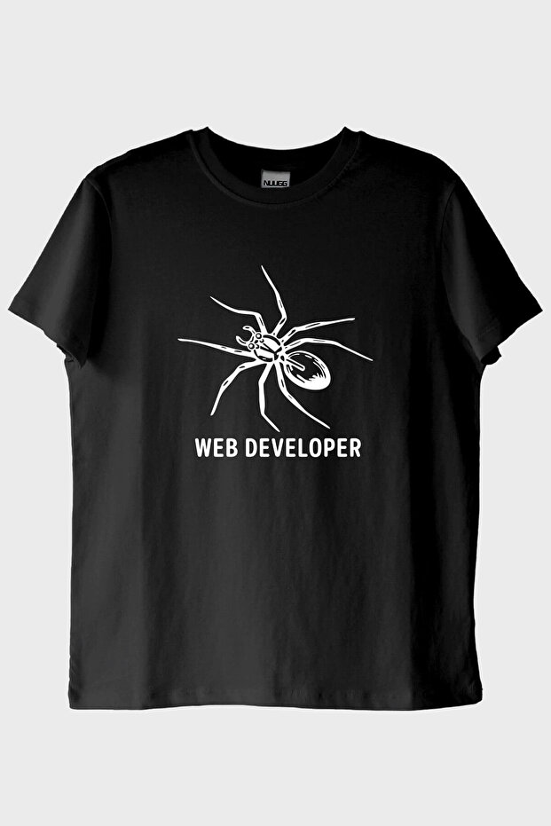 تي شيرت أسود مطبوع لمطور الويب - 1