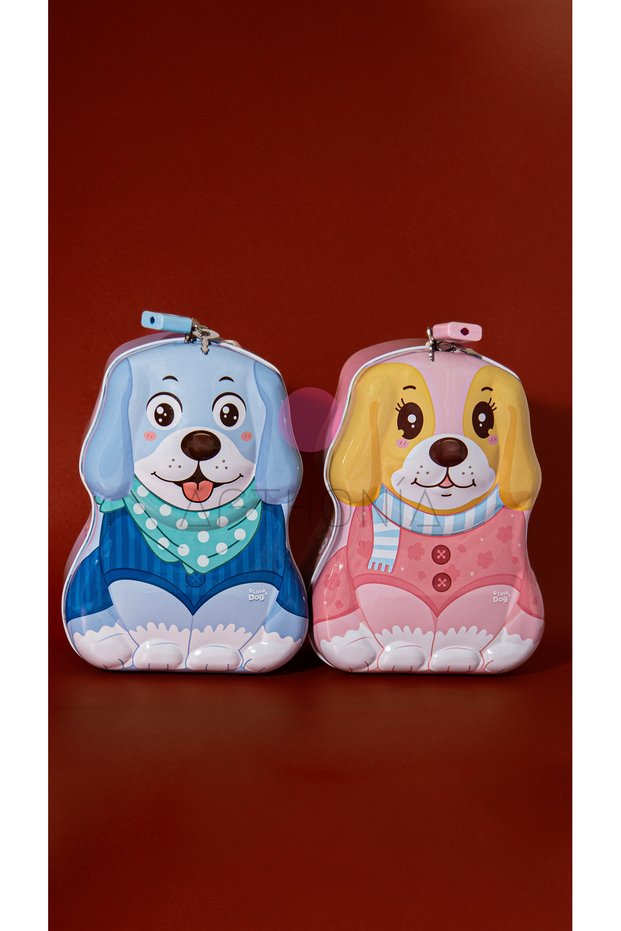 Colorful Metal Piggy Bank with Dog Design – Cute Money Box with Toy Appearance – 1 Piece
