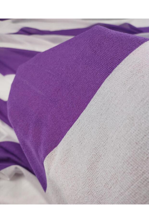 Purple White Striped Jersey Width: 110