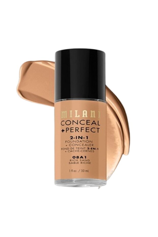 Conceal + Perfect 2-in-1 Foundation 08A1 Rich Sand – Full Coverage, Vegan, Long-Lasting, 30ml