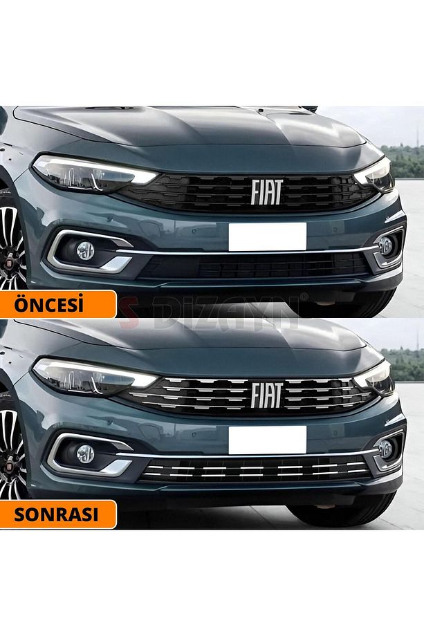 S-Dizayn Fiat Egea Krom Ön Panjur ve Tampon Çıta Seti Diamond Model 22 Prç. 2020 Üzeri (Parlak Krom) - 5