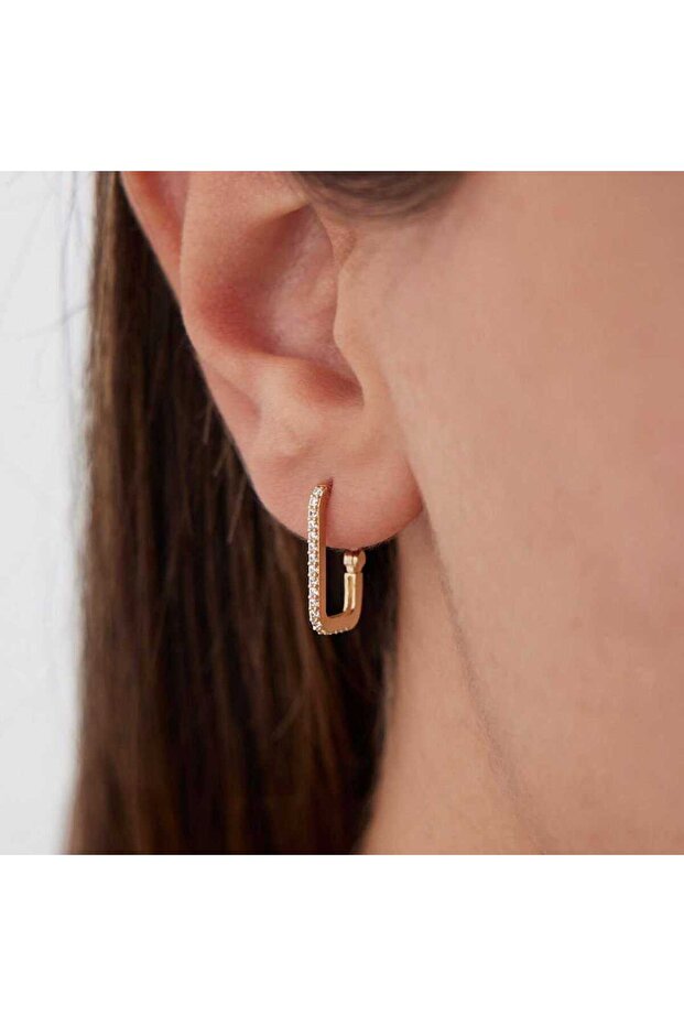 Tek Sıra Taşlı Ataç Küpe - 1