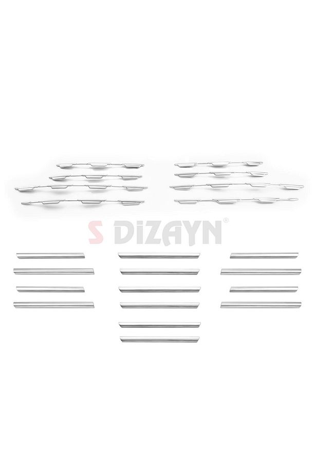 S-Dizayn Fiat Egea Krom Ön Panjur ve Tampon Çıta Seti Diamond Model 22 Prç. 2020 Üzeri (Parlak Krom) - 2