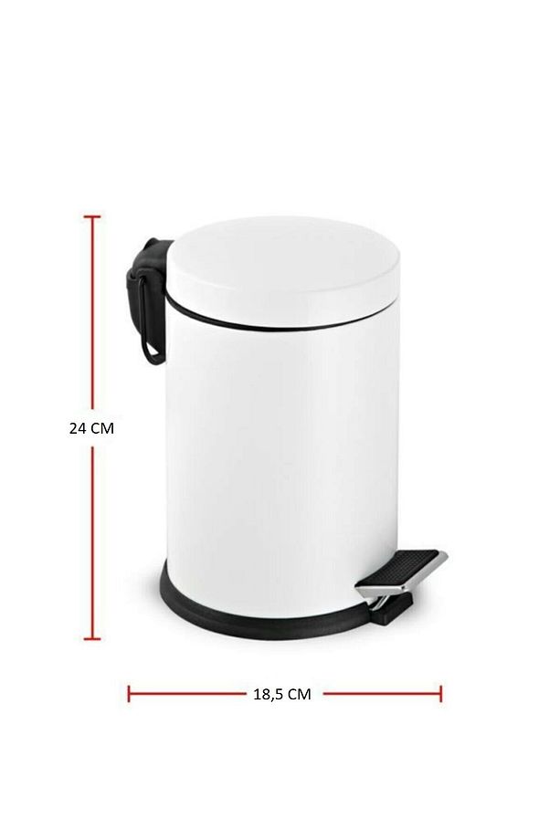 Krom 5 Lt Pedallı Paslanmaz Metal Banyo, Tuvalet, Mutfak ve Ofis Çöp Kovası - 5