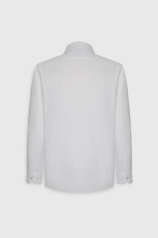 Erkek Beyaz Ütülemesi Kolay Non-Iron Pamuklu Slim Fit Dar Kesim Klasik Yaka Gömlek - 15