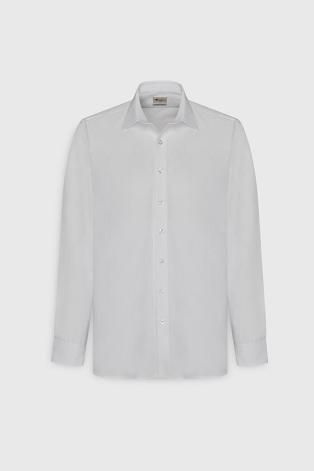 Erkek Beyaz Ütülemesi Kolay Non-Iron Pamuklu Slim Fit Dar Kesim Klasik Yaka Gömlek - 12