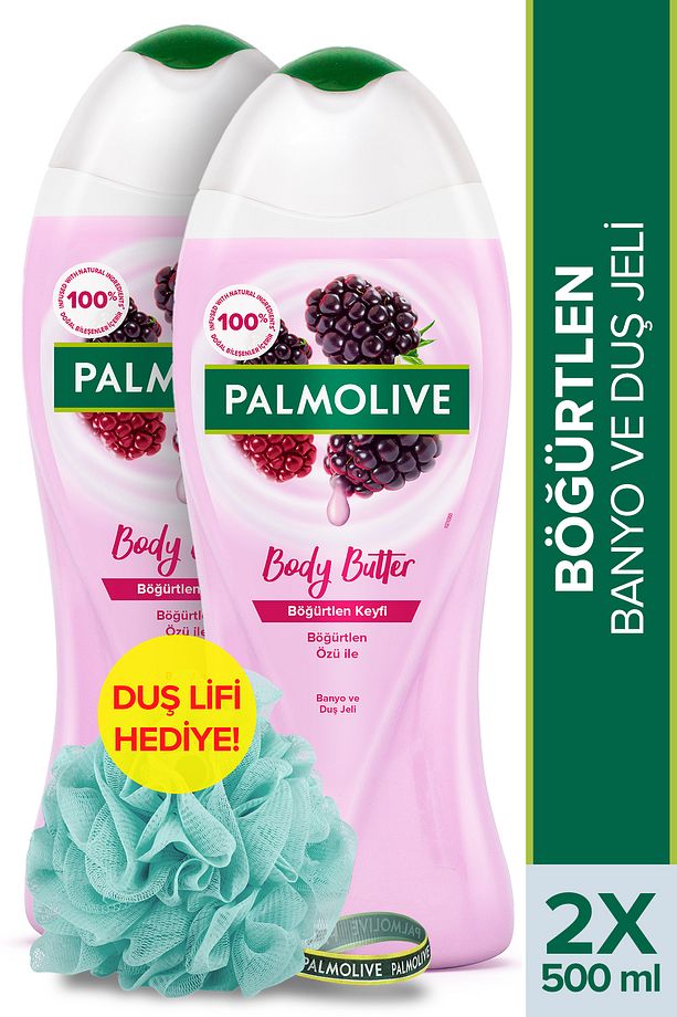 Body Butter Böğürtlen Keyfi Banyo ve Duş Jeli 500 ml x 2 Adet + Duş Lifi Hediye - 1