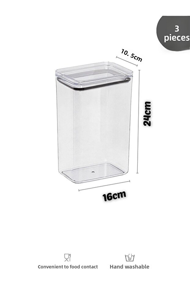 Bathroom Storage Container Rectangular 2.9lt 3&#Set of 39 Tablet/Detergent Container Box with Vacuum Lid Hard Mica - 3