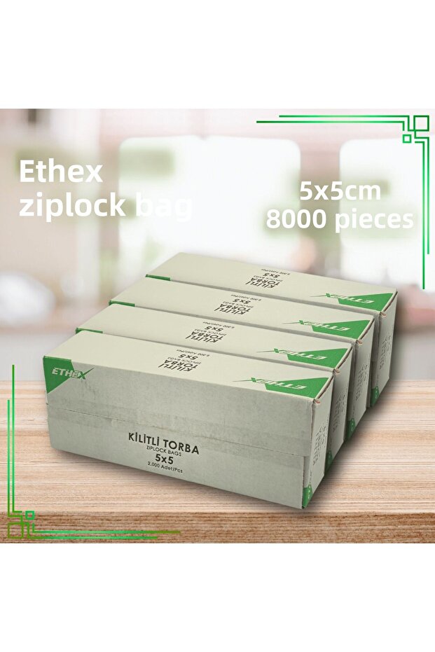 كيس زيبلوك مخطط أحمر 5x5 سم 8000 قطعة (4 صناديق) - متوافق مع الطعام، متين ومريح